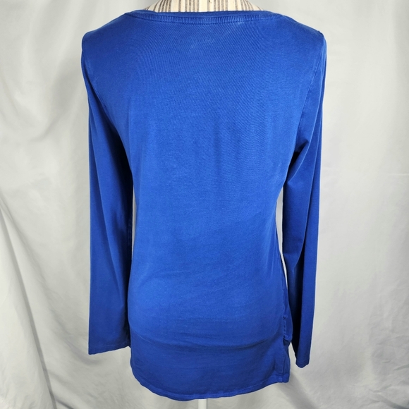 BumpStart Blue Long Sleeve Ruched Sides Cotton Blend Maternity Top Size Medium - Picture 4 of 9